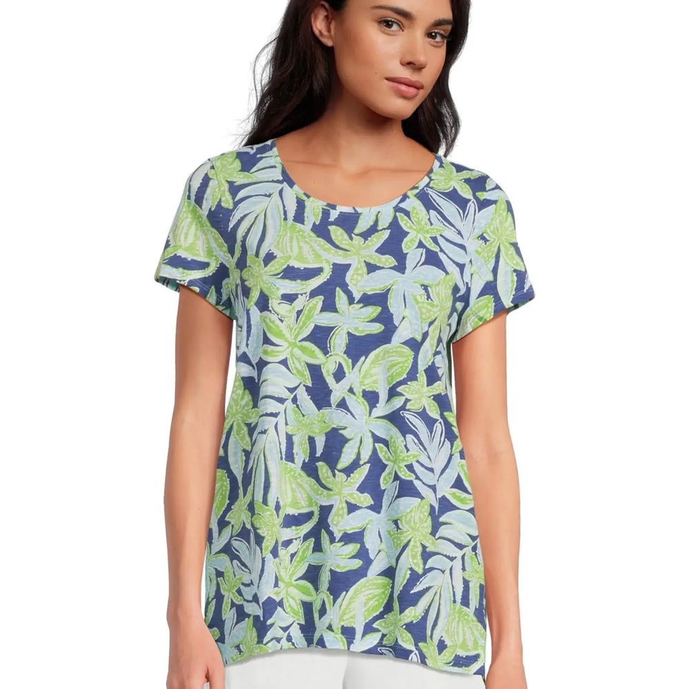 NWT Lilly Pulitzer Etta Scoop-neck T-Shirt in Sapphire Pool Tropical Tango